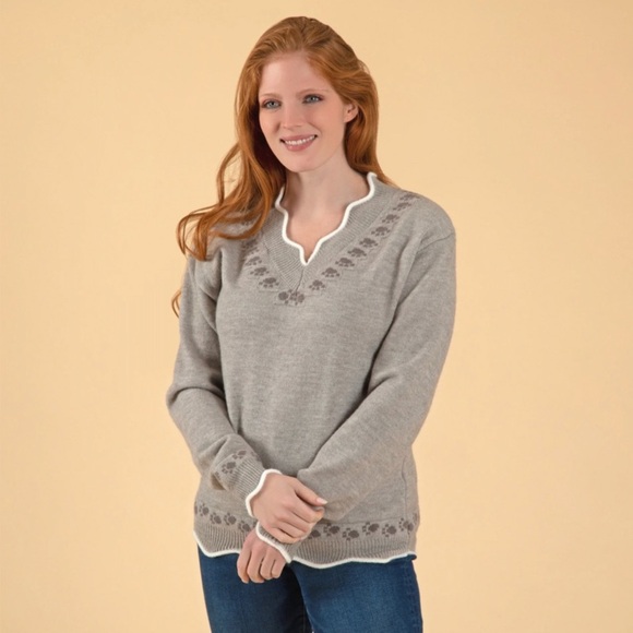 The Animal Rescue Dog Paw Print V Neck Sweater - Picture 2 of 9